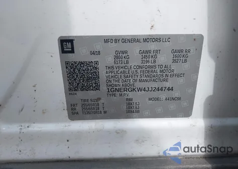 2018 Chevrolet Traverse 1Lt z USA, uszkodzony, nr VIN 1GNERGKW4JJ244744